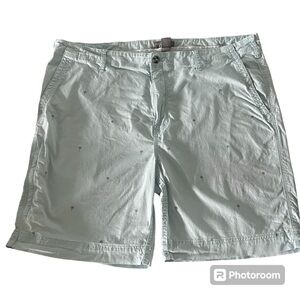 Falls Creek Stretch Light Teal Tiny Palm Tree Flat Front Shorts